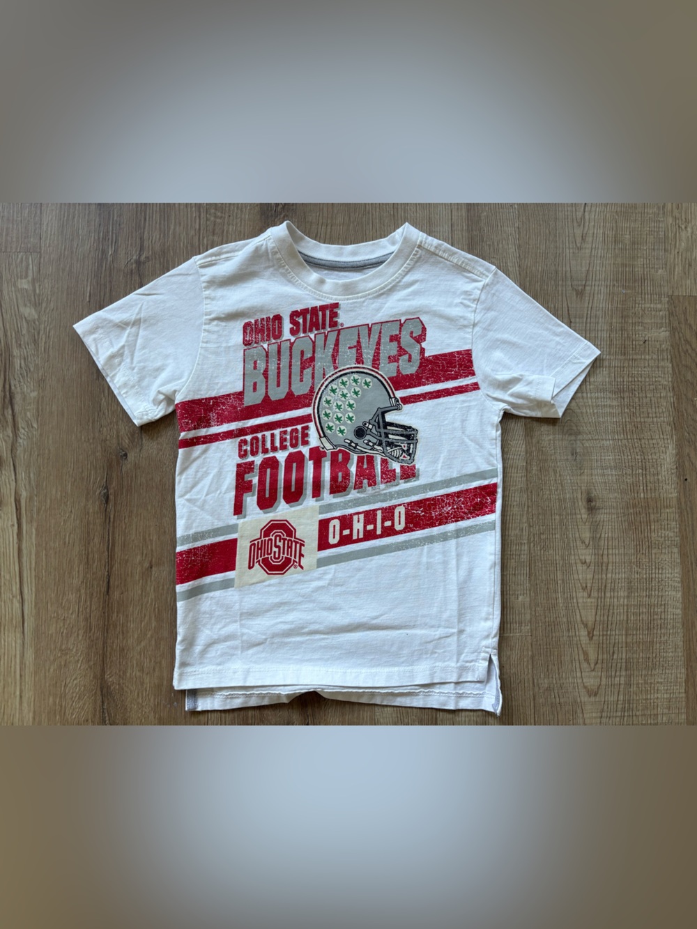 Ohio State Buckeyes White & Red Kids Football Tee Size YL